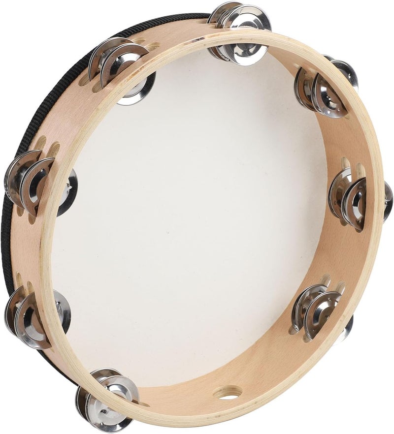 BGMUSER Goatskin Tambourine 10" and 8" kit With Metal Jingles Hand Held Drum Tambourines for Adults Church Dance Games KTV Party - Image 4
